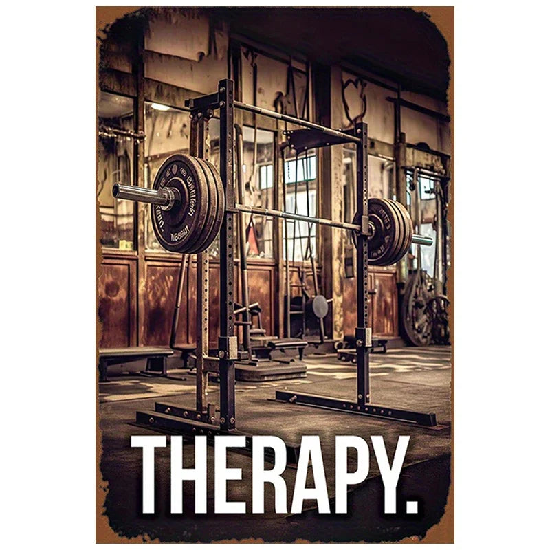 Gym Retro Metal Sign Fitness Dumbbell Wall Decoration Suitable for Gyms and Clubs