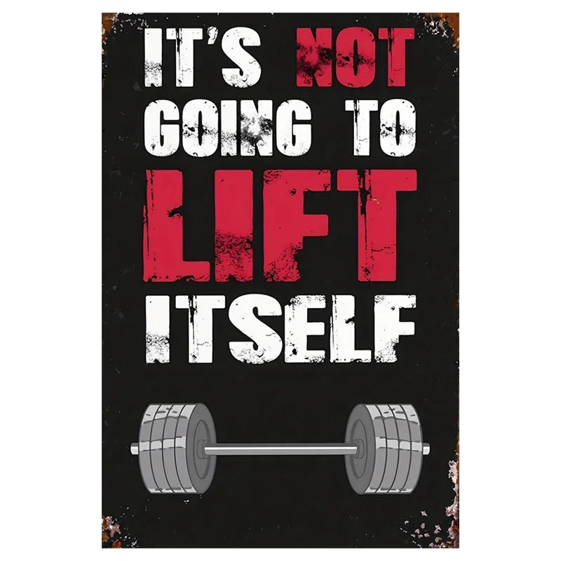 Gym Retro Metal Sign Fitness Dumbbell Wall Decoration Suitable for Gyms and Clubs