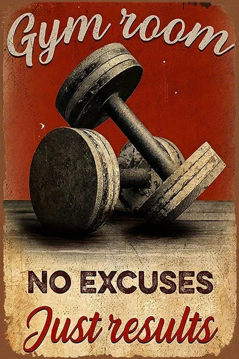 Gym Retro Metal Sign Fitness Dumbbell Wall Decoration Suitable for Gyms and Clubs